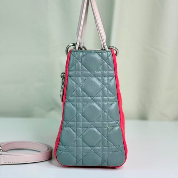 Dior Tri color Medium Lady Dior Shoulder Bag with Pink Quilted Design - Picture 2 of 9
